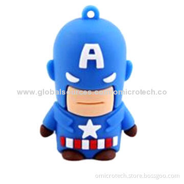Cartoon USB Flash Drive, 64, 128, 256, 512MB, 1, 2, 4 and 8GB Capacity
